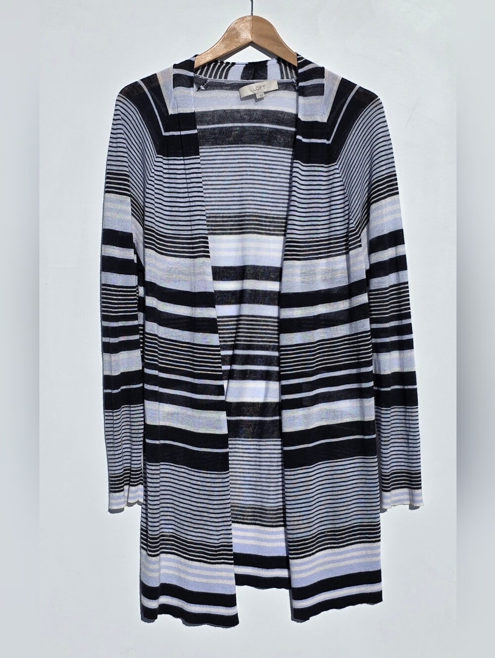 Loft Women's Striped Lightweight Open Cardigan Size Large